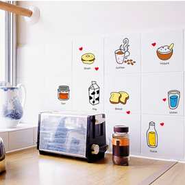 可移除墙贴批发随意贴冰箱贴厨柜贴可爱贴画AY1060早餐贴裸装