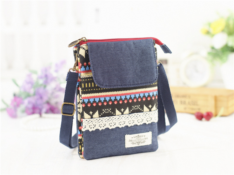 Women's Cotton Geometric Ethnic Style Square Zipper Phone Wallets display picture 23
