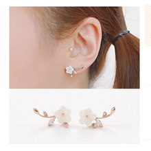 韩国代购新款贝壳叶子花朵耳钉 s925纯银针耳钉气质女耳环 防过敏