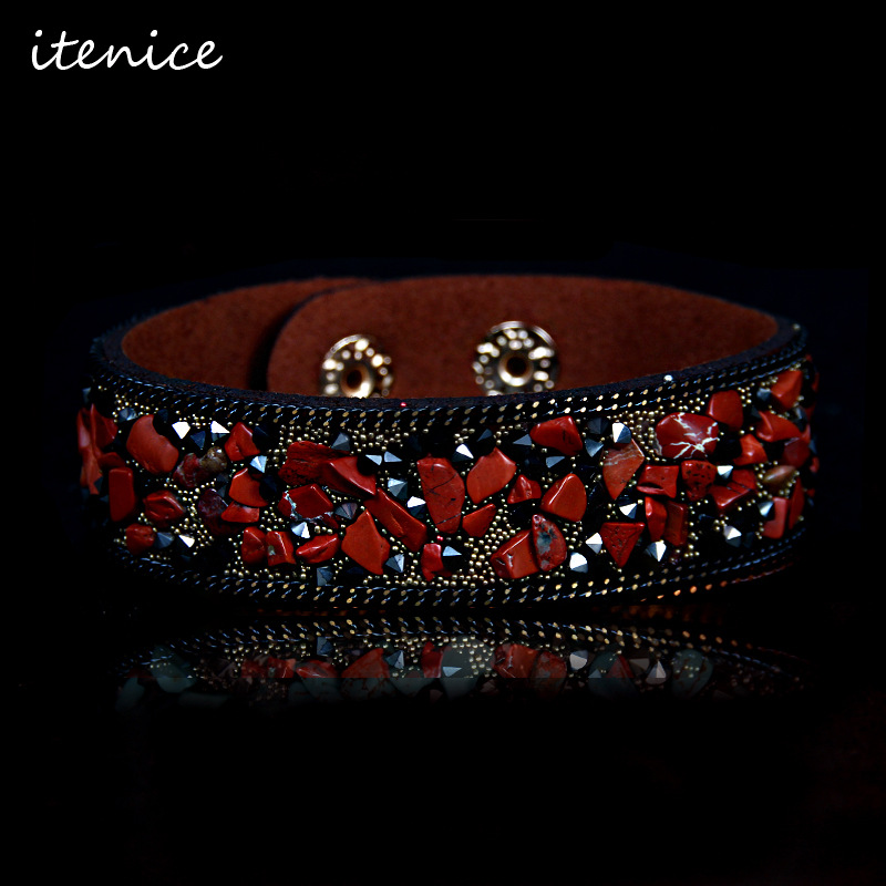 creative crystal gravel irregular colored gemstone flannel bracelet