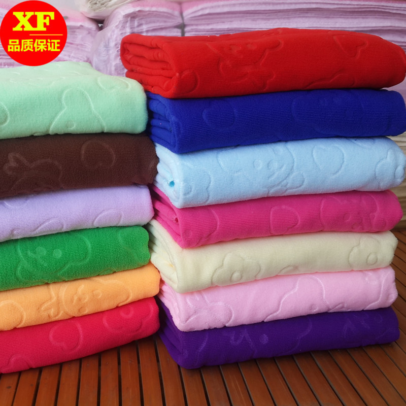 Wholesale 200g 70x 140 microfiber embossed bath towel soft absorbent large cartoon bear gift Wholesale 200g 70x 140 microfiber embossed bath towel soft absorbent large cartoon bear gift