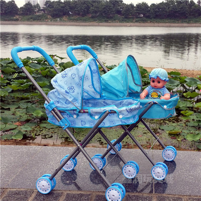 新款儿童益智过家家婴儿手推车配12寸娃娃玩具塑料婴幼儿地摊玩具|ms