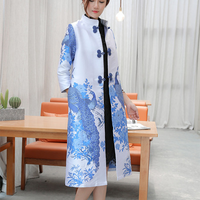 Chui Tiniao Stand collar Tang costume Self cultivation Windbreaker 2019 spring clothes new pattern coat Hand-clasp Retro Extension Windbreaker