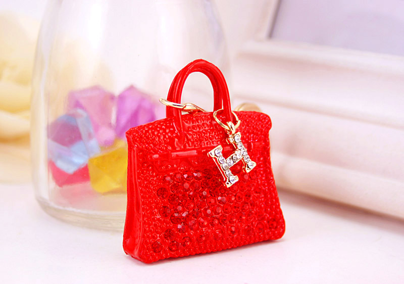 Cute Diamond-studded Portable Bag Car Ladies Metal Pendant Keychain display picture 8