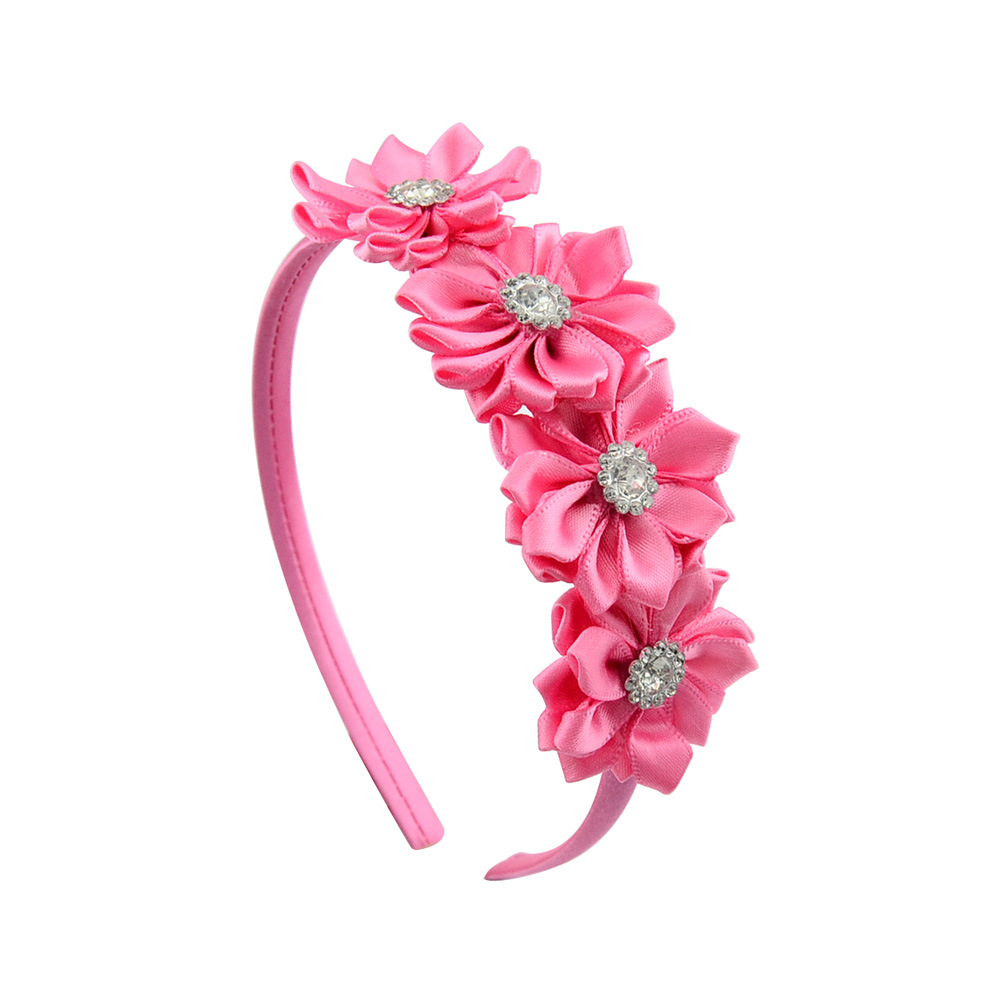 Diadema Para Niños, Venta Al Por Mayor, Diadema Hecha A Mano Con 4 Flores Poligonales Tachonadas De Diamantes display picture 3