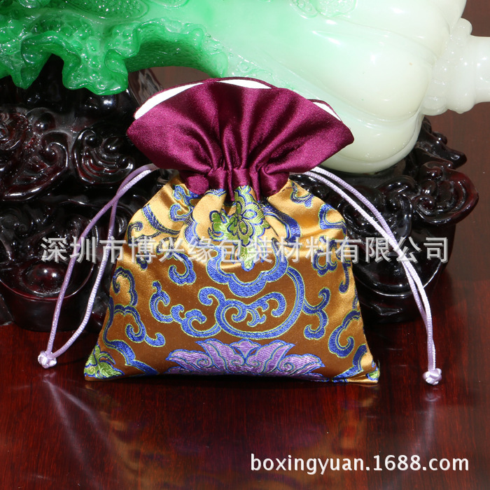 定制提花收纳袋色丁抽绳袋花纹多样 提花双束口袋|ms