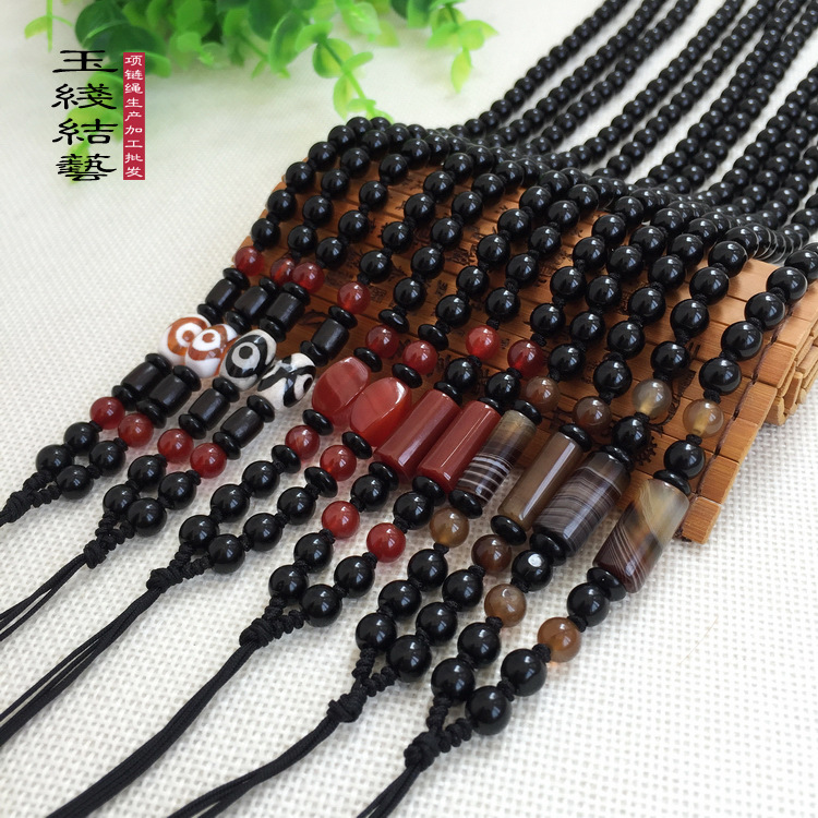 手工编织红玛瑙缠丝玛瑙玉珠项链绳 批发 长款毛衣链吊坠玉石挂绳