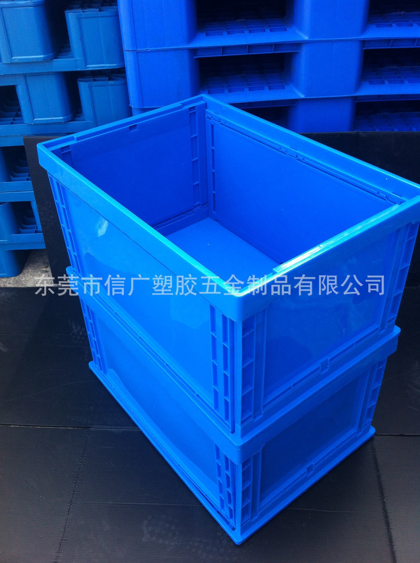 可折叠塑料周转箱 加厚蓝色可堆叠塑胶箱 折叠整理箱 物流收纳箱
