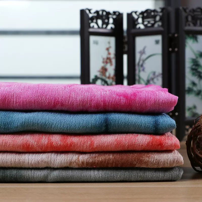 亚麻服装 亚麻粘绉布印花 面料 麻布面料 时尚女装裤裙1606