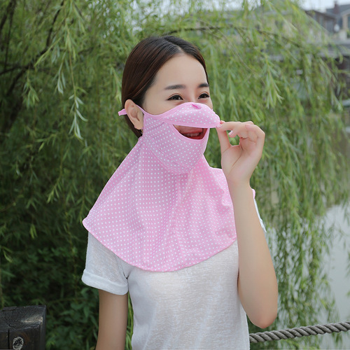 Korean style extended sunscreen neck guard with opening polka dot fashionable anti-UV outdoor wholesale