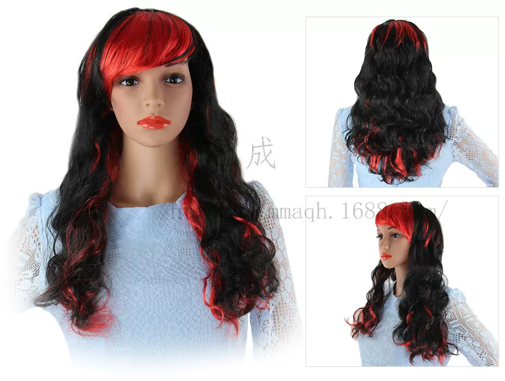 跨境化妆舞会用品表演彩色假发模特动漫cos假发 鬼节发长卷发