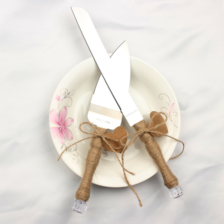 新款 天然麻绳刀铲 手工麻布系列蛋糕刀铲时尚婚礼道具