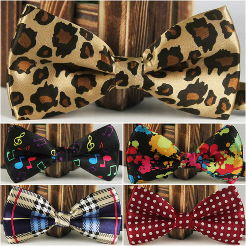Polyester silk trendy printed cartoon adult men's performance wedding banquet business bow tie bow manufacturer wholesale