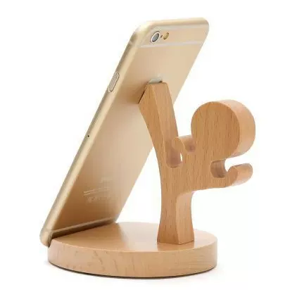 厂家直销木质桌面手机座 榉木手机支架礼品定做