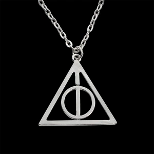 Harry Potter Deathly Hallows Hollow Triangle Pendant Necklace Lockbone Chain