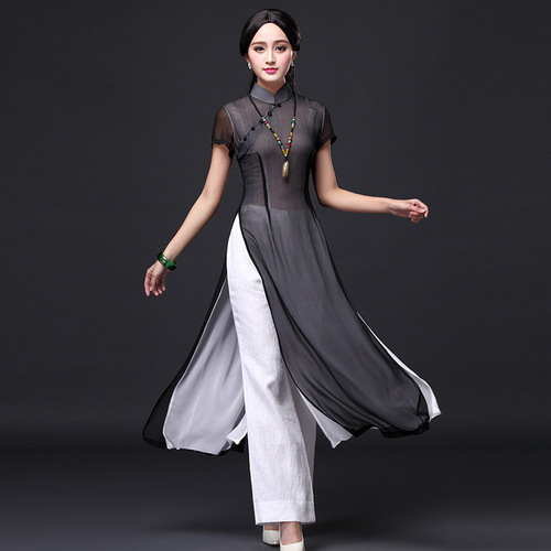 Chinese Dress Qipao for women cheongsam aodai cheongsam long elegant cheongsam skirt standing collar cheongsam