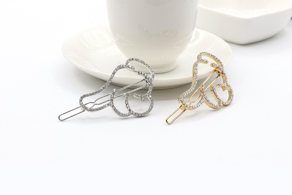 New Korean Jewelry Thumb Hairpin Diamond Korean Wild Simple Rhinestone Hollow Edge Clip display picture 5