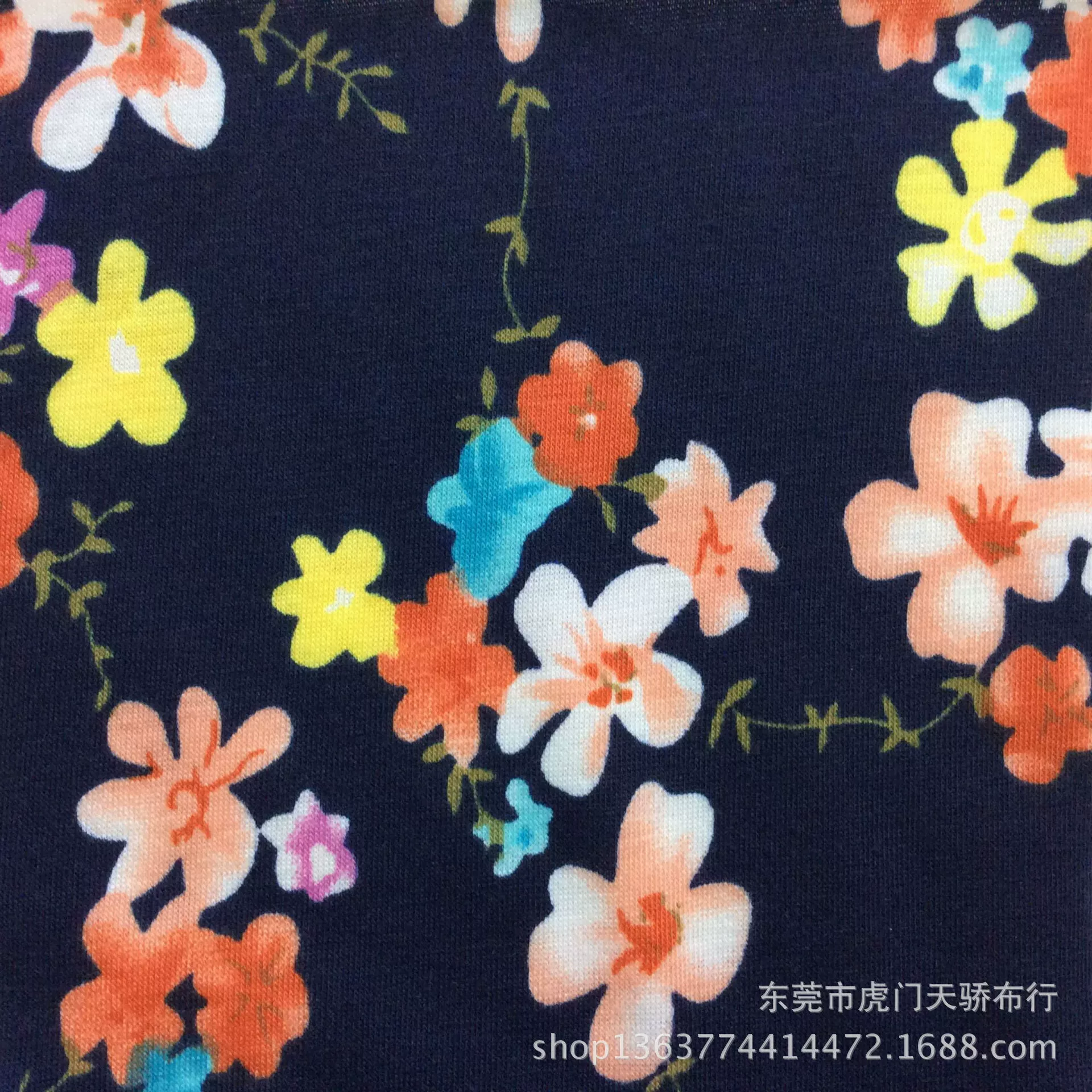 Spot supply knitting single jersey printing knitting imitation cotton pull frame printing small floral dress hair accessories