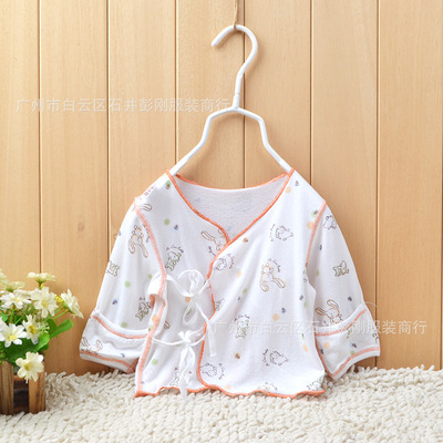 84023比豆婴幼儿服装夏款新生儿无骨内衣宝宝单件上衣防湿半背衫|ru