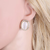 Qiman sells European and American luxurious drills, cat-eye metal copper earrings EA-03195