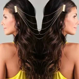 A012 Super long Metal tassels chain Combs Occident fashion new pattern Insert comb Hair band Foreign trade Korean jewelry
