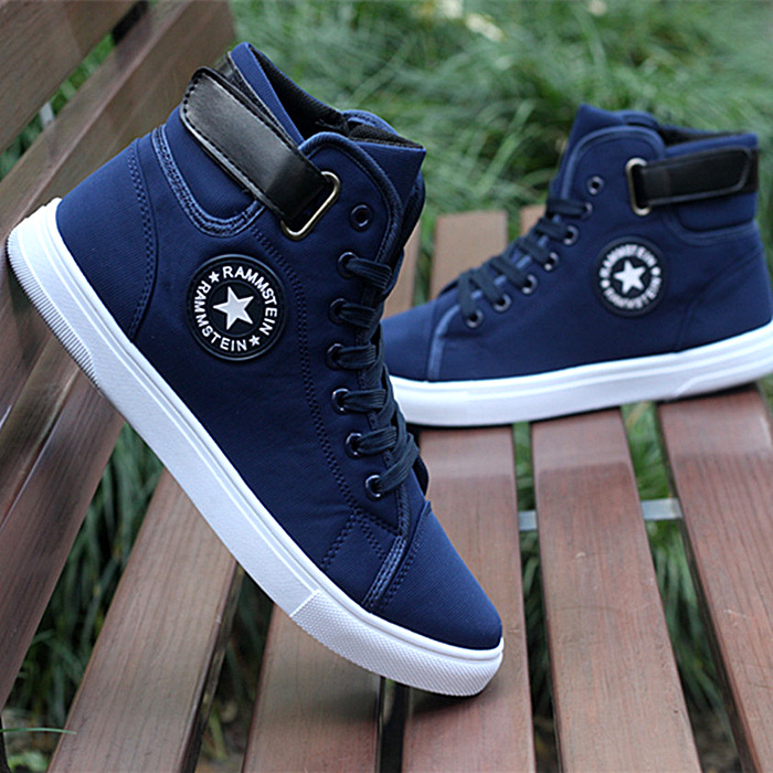 春秋男士帆布高帮鞋时尚男潮流鞋休闲板鞋男青年透气运动鞋帆布鞋