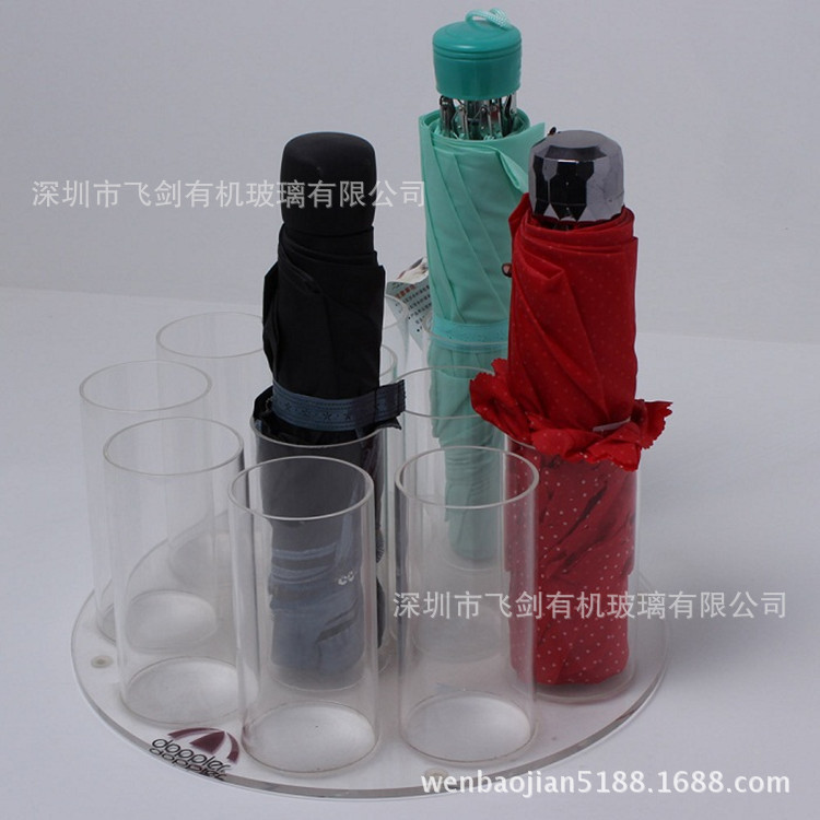 工厂制作亚克力雨伞展示架圆柱款有机玻璃太阳伞展示架