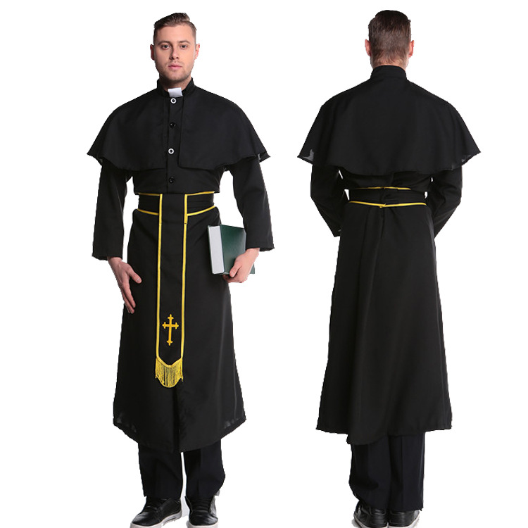 实拍万圣节耶稣服装 男传教士牧师服 玛利亚 神父 修女服装十字-阿里巴巴
