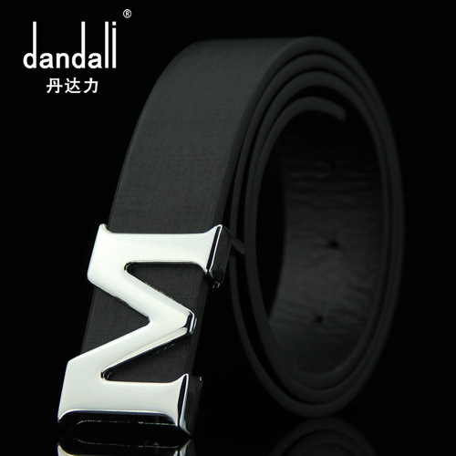 Dandali manufacturer wholesale business smooth buckle belt men's imitation leather belt Korean style letter buckle dropshipping