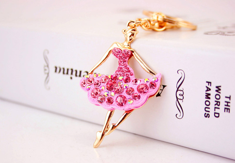 34g Weight Bag Charms Bag Accessories Type Rhinestones Inlay Material Alloy Material Human Pattern Kuxi Ornament Alloy Rhinestone Ballet Girl Car Key Ring Women Bag Accessories Key Chain Small Gift 3