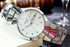 Fashionable trend swiss watch, paired watches for beloved, calendar for leisure, steel belt