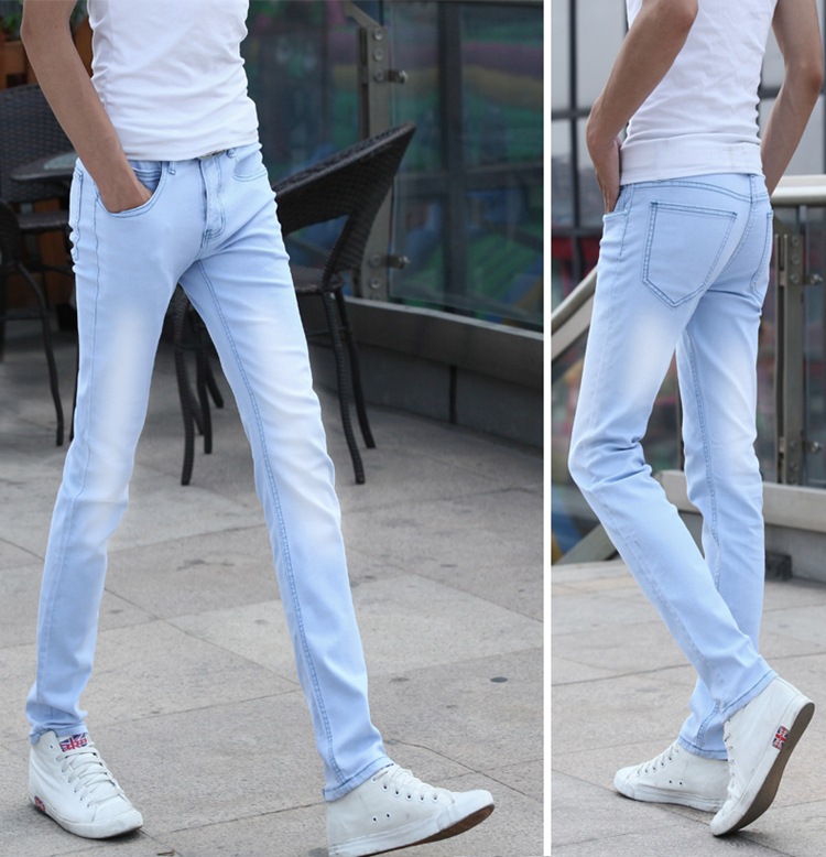 Jeans slim blu elasticizzati da uomo pantaloni a sigaretta_voghion.com