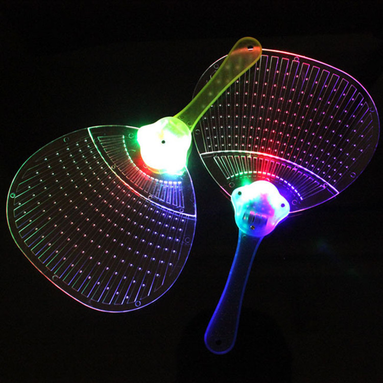 LED Luminous Fan, Plastic Colorful Flash, Acrylic Transparent Fan