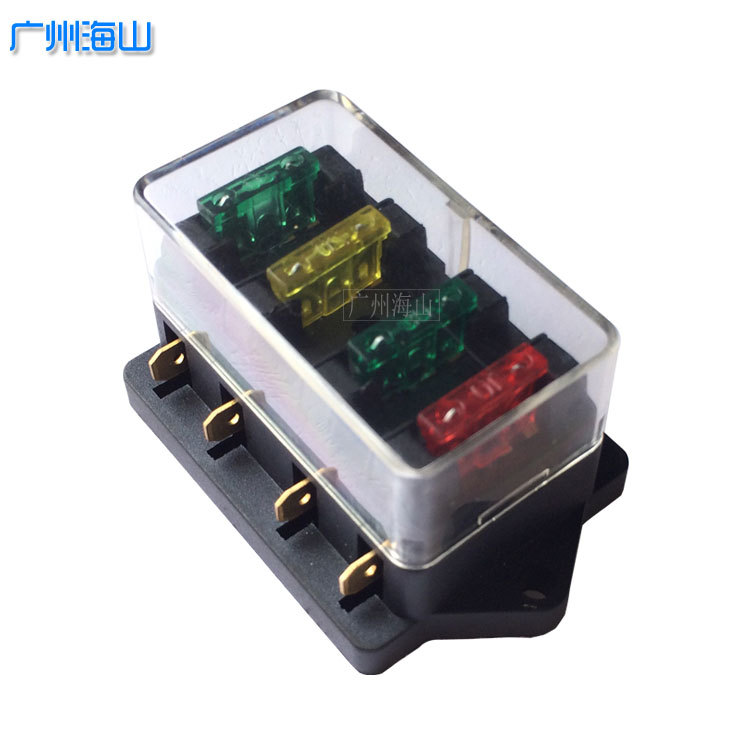 生产多路汽车保险丝座4路【实地认证工厂】 透明盖加黑色底座