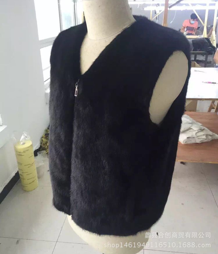 新款真皮皮草男士水貂马甲貂皮大衣男装整貂连帽裘皮大衣外套|ru