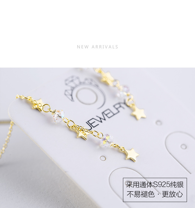 S925 pendientes de plata larga estrella cristal borla pendientes estilo coreano joyería de plata esterlina