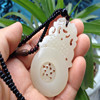 Organic pendant, sweater white jade, chain, protective amulet, buckle