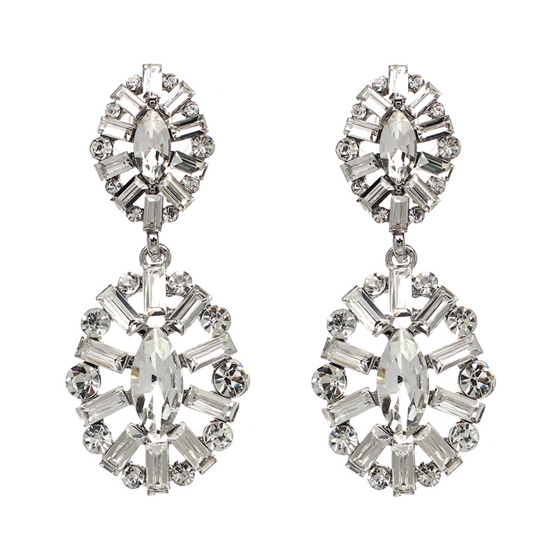 Europe and the United States exaggerated alloy diamond hollow earrings wholesalepicture2
