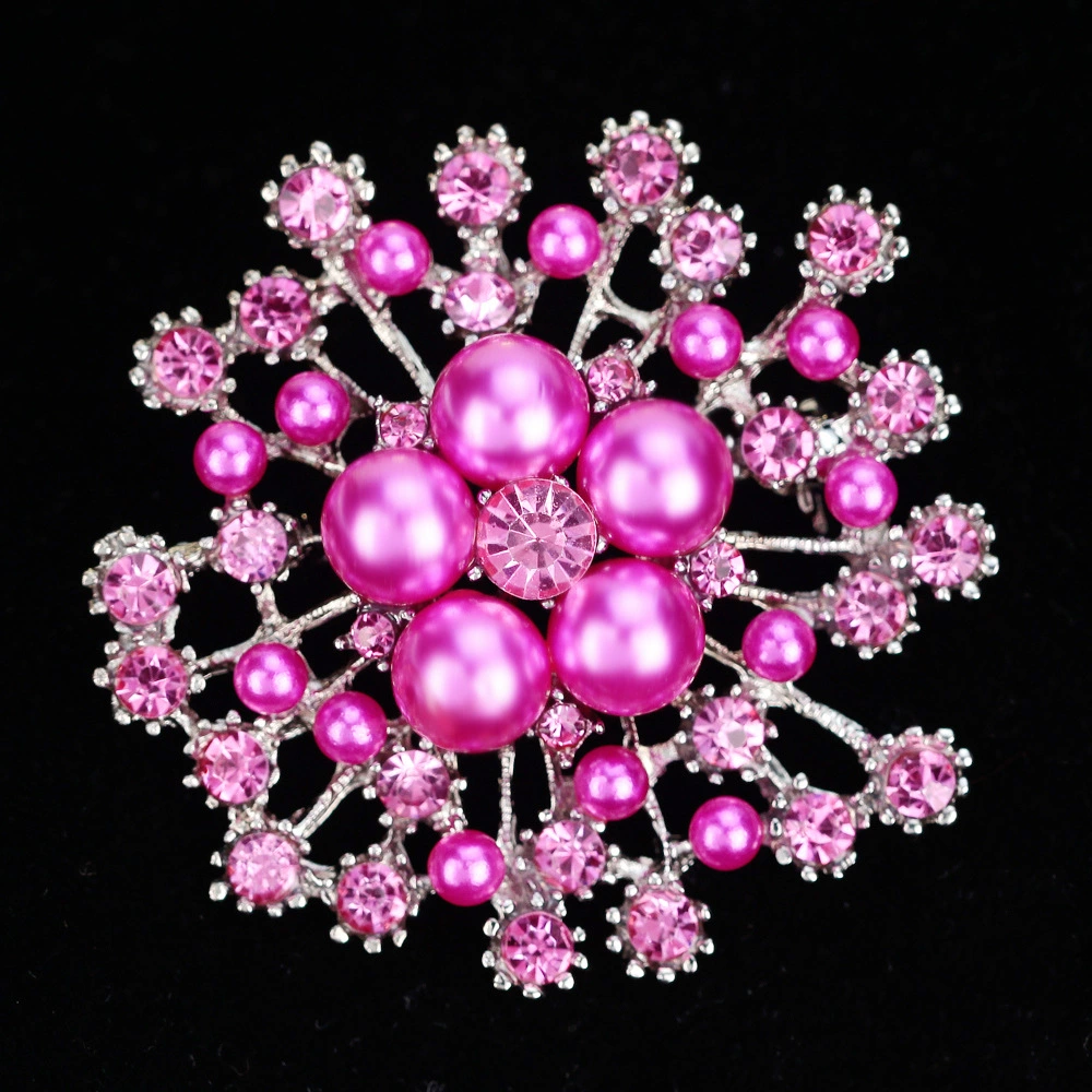 Brooch from pearl lapel pin, fashionable accessories, with snowflakes, flowered
