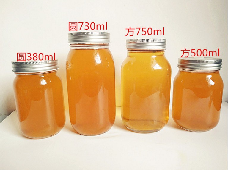 500ml1000ml圆形玻璃瓶蜂蜜瓶酱菜瓶罐头瓶密封瓶 酵素瓶腌菜坛子