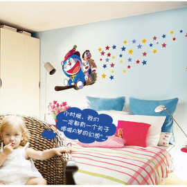 可移除夜光莹光墙贴批发创意背景装饰夜光贴壁饰ABQ9623叮当猫