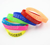 Silica gel bracelet, fashionable hair rope with letters, 12mm, wholesale