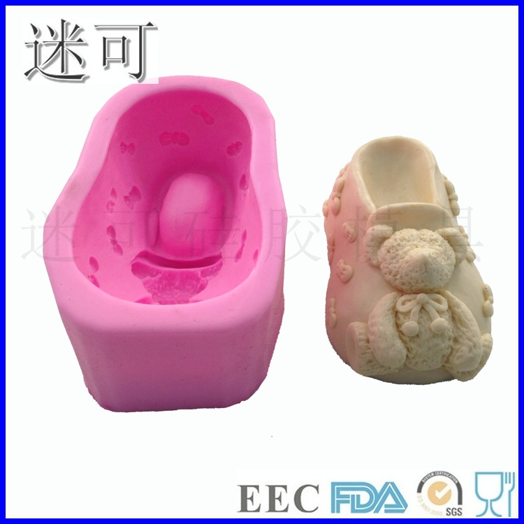 Oso zapatos de silicona fondant pastel molde jabón artesanal DIY fábrica ventas directas