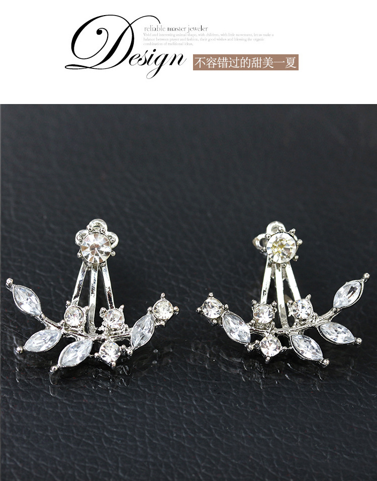 Vente Chaude En Europe Et En Amérique Boucles D'oreilles Diamant En Cristal En Forme De Feuille Boucle D'oreille Branche Suspension Arrière Zircon Boucles D'oreilles Feuilles Oreille Goujons Femmes display picture 5