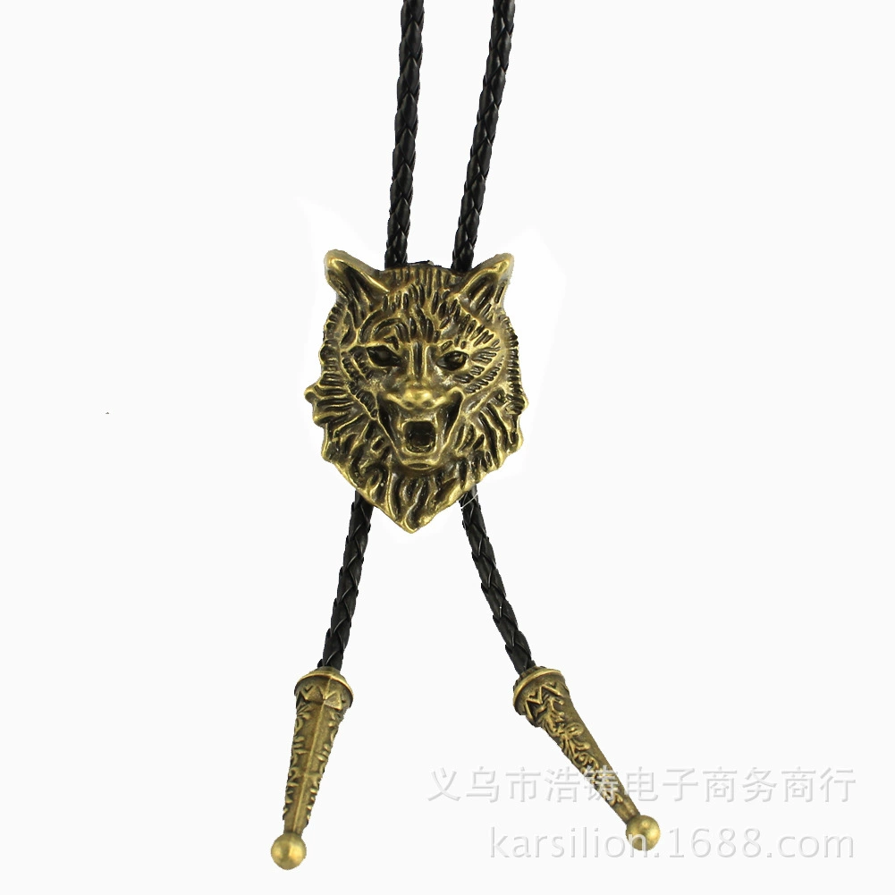 Новый трехмерный волчий талисман BOLO TIE Polo-галстук западного деним-стиля воротник Amazon