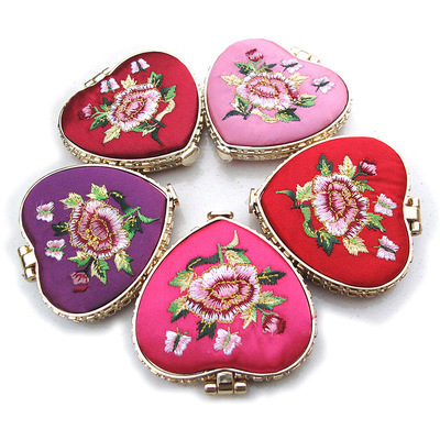 Satin Embroidered mirror Two-sided lady Cosmetic mirror