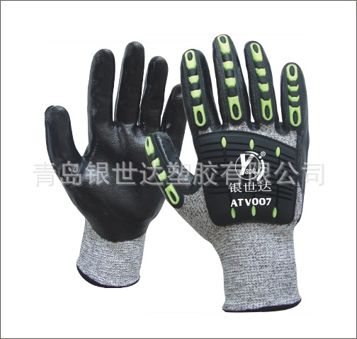 厂家直销工作机械耐磨手套防撞防震石油开采打钻劳保手套减震手套