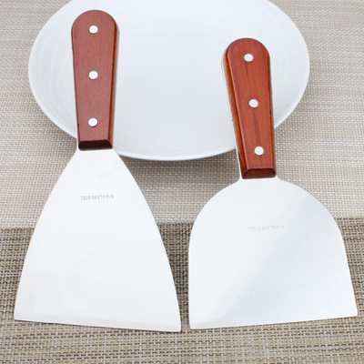 加之帆不锈钢木柄烧烤铲子炒冰酸奶铲 煎饼牛排铁板煎铲 料理工具|ms