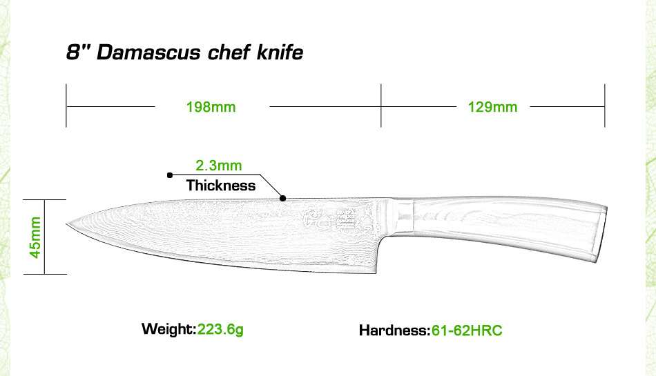 Чертеж кухонного ножа с размерами