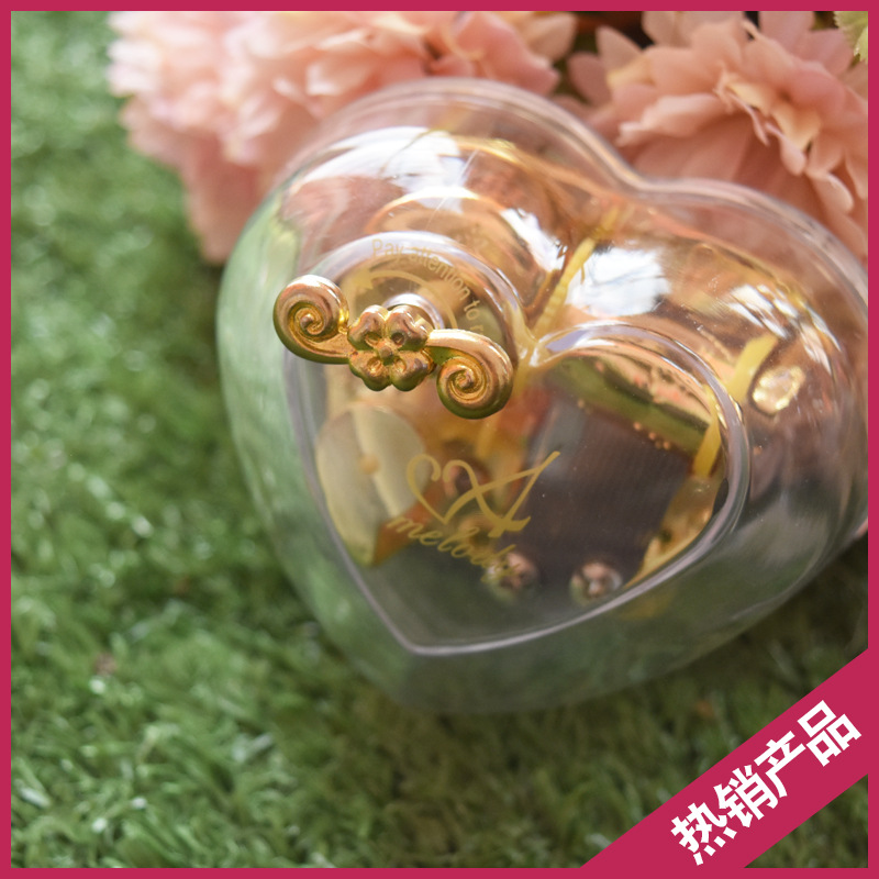 龍宇 透明鍍金發條式音樂盒八音盒 創意禮品批發 快來選購